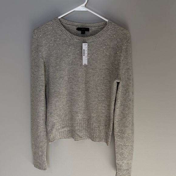 J. Crew Light Gray Sweater with Sparkle Accents - xs NWT - Picture 2 of 16